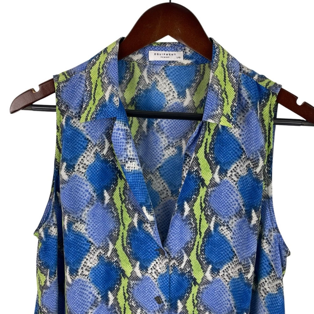 Equipment | Blue Green Python Print Silk Sleevele… - image 2